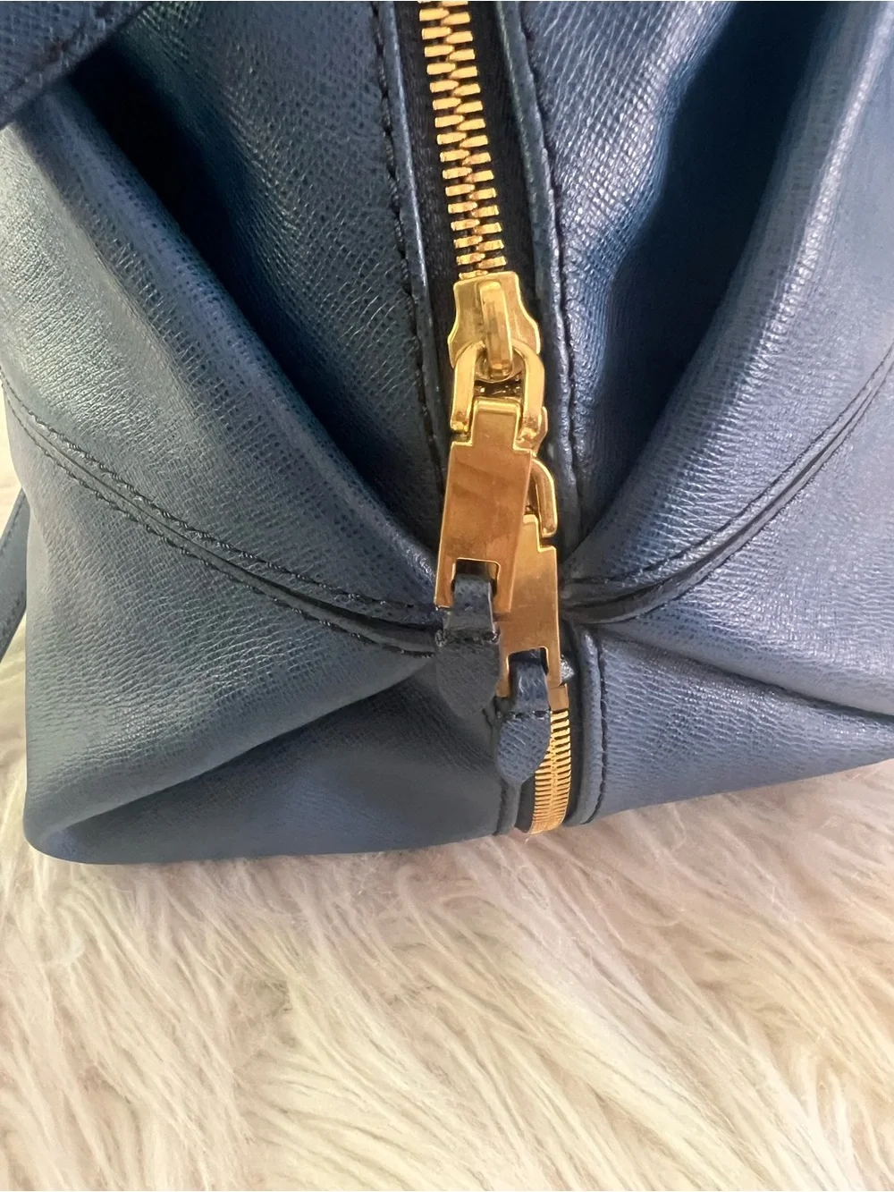 NWT J.Crew Hughes Origami Saffiano Leather Convertible Bag Blue